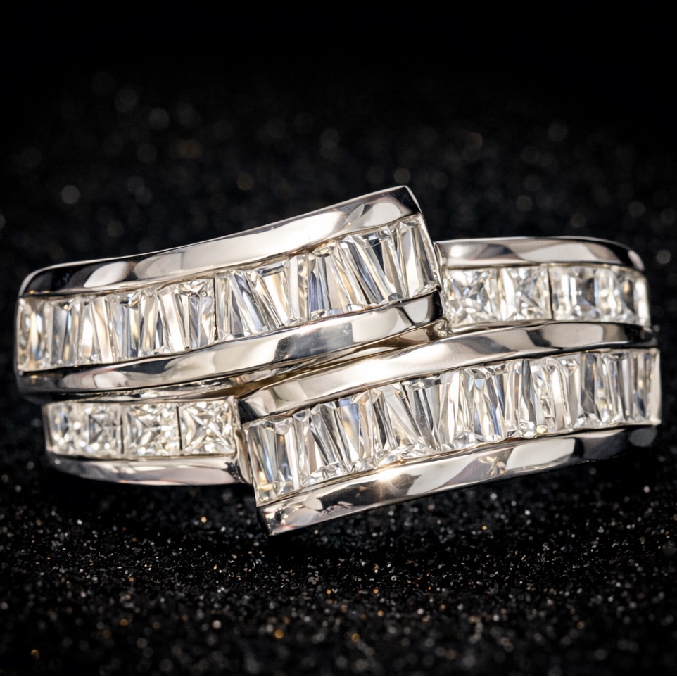 Victoria Wieck Vintage Channel Set Princess Baguettes Cz Wedding Band Ring Hsn 59$